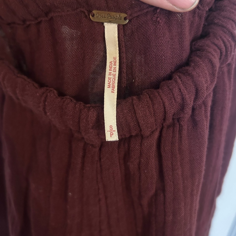 Free People Deep Red Textured Jumpsuit - Picture 4 of 7